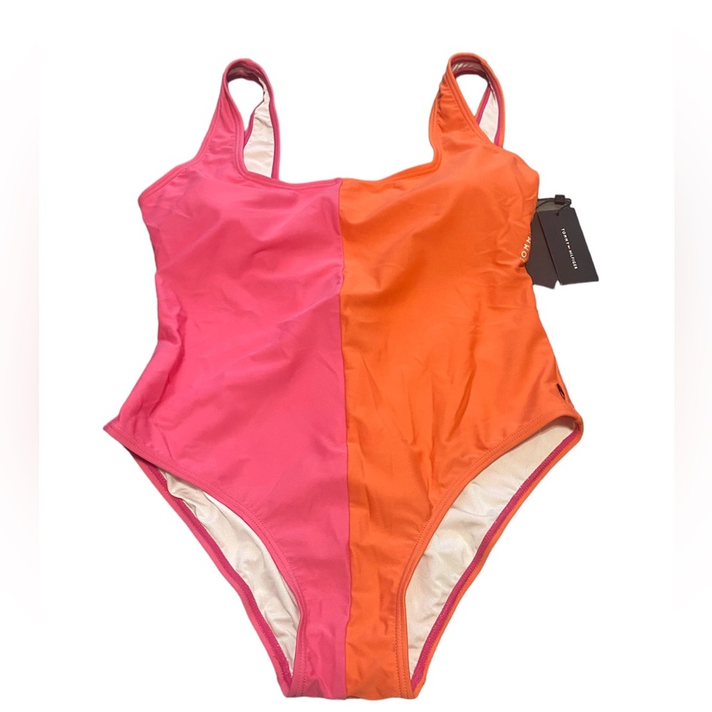 NWT Tommy Hilfiger Women's Split Tank One-Piece Swimsuit - Picture 3 of 3